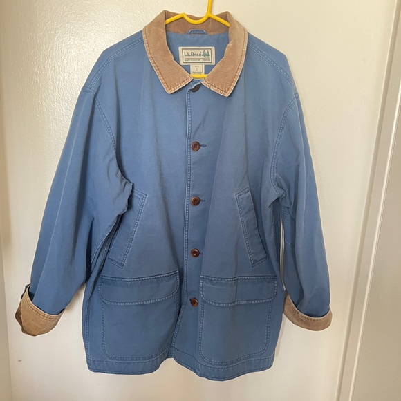 L.L. Bean Other - Vintage LL-Bean Barn Jacket XL Blue Blanket Lined Corduroy-Collar Chore Coat